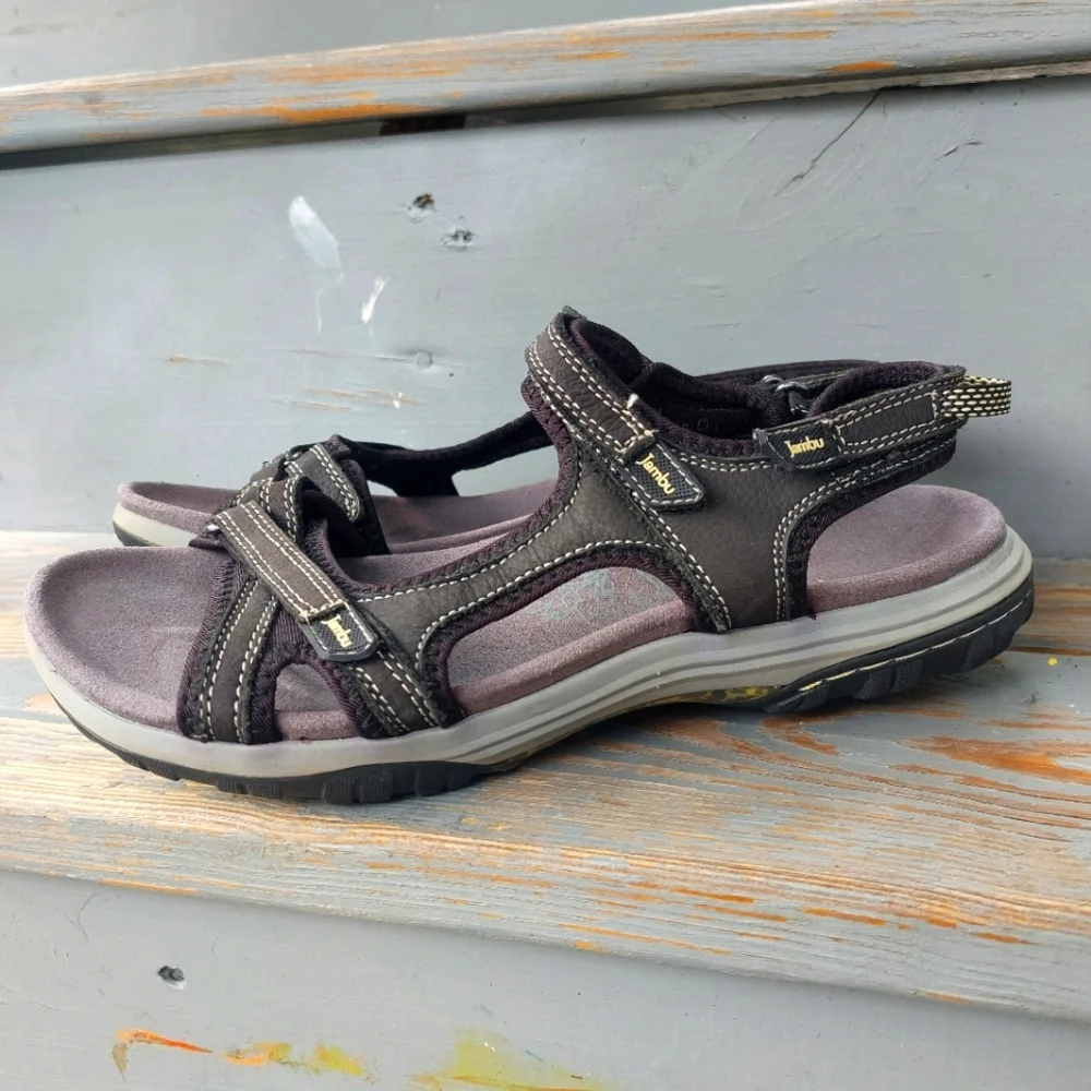 JAMBU All Terra Design Womens Sandals Leather Black Size 8.5M